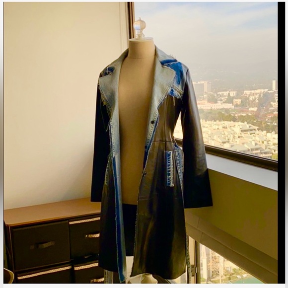anna gabelli Jackets & Blazers - NWOT Genuine leather and Denim coat.